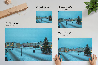 Affiche décorative Paysage d'hiver, architecture classique, ambiance de Noël
