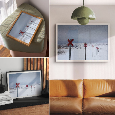 Affiche et poster Collines blanches, panneaux rouges, espace, silence