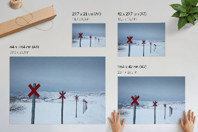 Affiche et poster Collines blanches, panneaux rouges, espace, silence