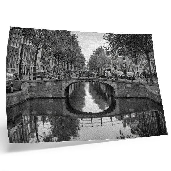 Affiche décorative Ponts noirs et blancs et espace urbain du canal