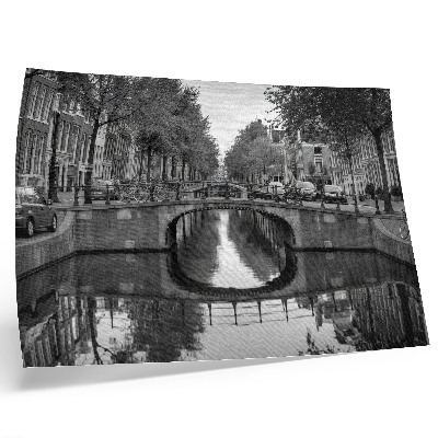 Affiche décorative Ponts noirs et blancs et espace urbain du canal