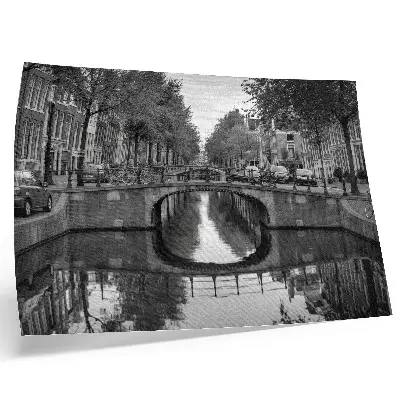 Affiche décorative représentant des ponts en noir et blanc avec un espace urbain au bord du canal