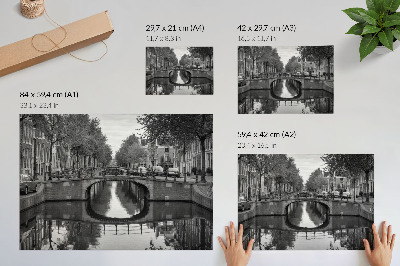 Affiche décorative Ponts noirs et blancs et espace urbain du canal
