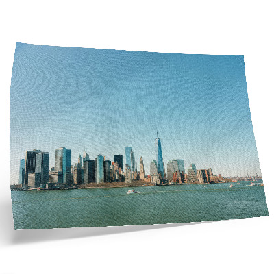 Affiche et poster Gratte-ciel modernes, ciel bleu, grande étendue d'eau
