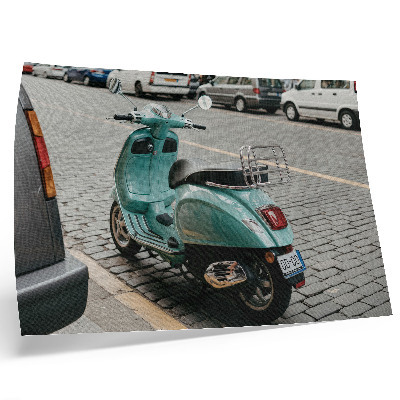 Affiche et poster Scooter vintage, rue pavée, arrière-plan urbain