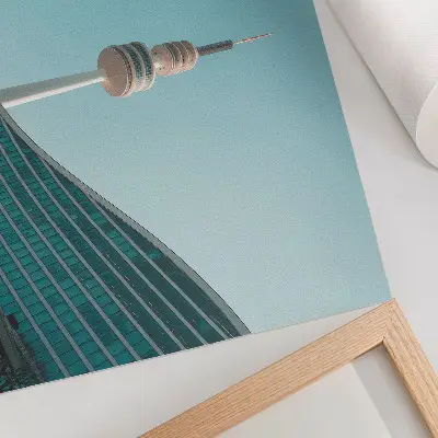 Affiche tour de la ville moderne avec un ciel bleu