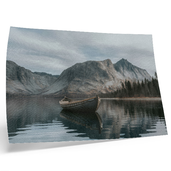 Affiche décorative montagnes, lac, bateau, paix, harmonie