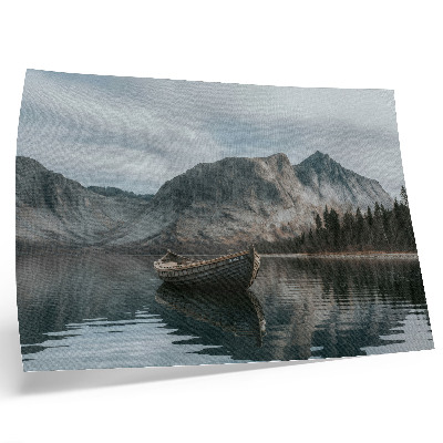 Affiche décorative montagnes, lac, bateau, paix, harmonie