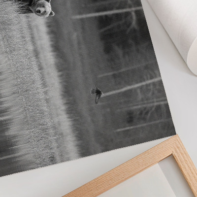 Affiche décorative Ours au bord de l'eau, atmosphère en noir et blanc