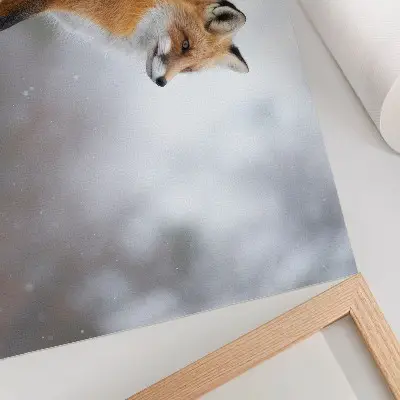 Affiche renard dans un paysage hivernal représentant la douce paix de la nature