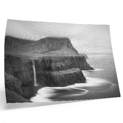 Affiche décorative Un paysage paisible avec une cascade et des montagnes