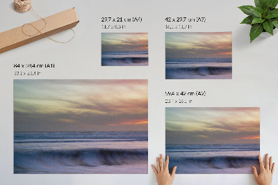 Affiche et poster Vagues pastel de l'océan et soleil couchant