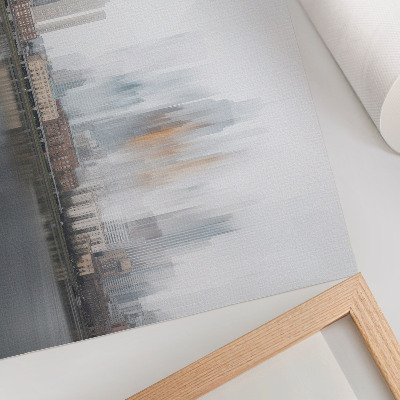 Affiche décorative ville brumeuse reflet pastel modernité