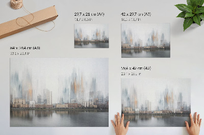 Affiche décorative ville brumeuse reflet pastel modernité