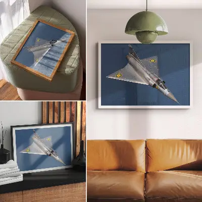 Affiche et poster représentant un avion militaire dynamique dans les airs