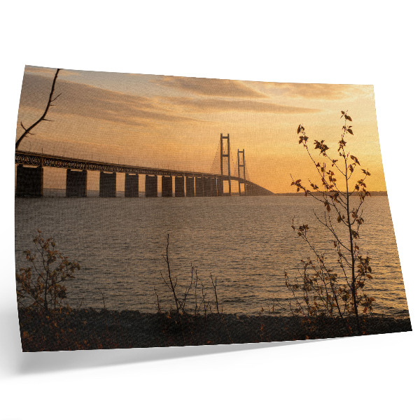 Affiche et poster Pont au coucher du soleil avec un arbre