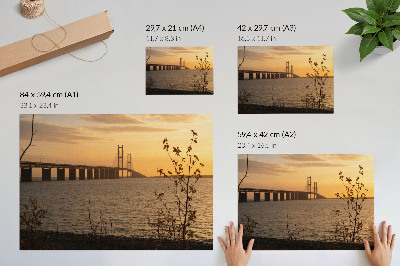 Affiche et poster Pont au coucher du soleil avec un arbre