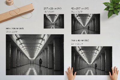 Affiche Couloir monochrome avec colonnes