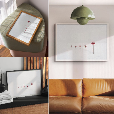 Affiche décorative Étoiles blanches et rouges minimalistes d'hiver