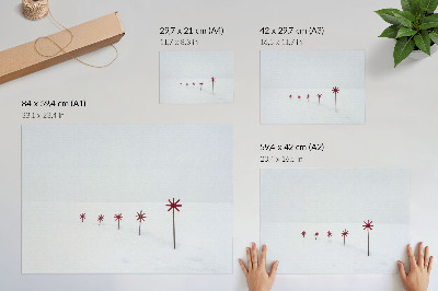 Affiche décorative Étoiles blanches et rouges minimalistes d'hiver