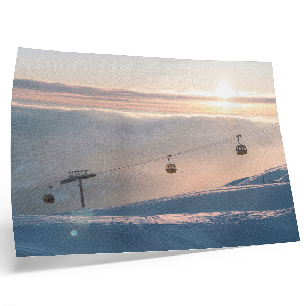 Affiche et poster Paysage d'hiver avec téléphérique