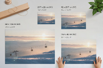 Affiche et poster Paysage d'hiver avec téléphérique