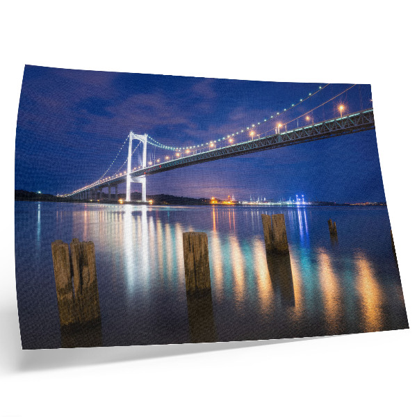 Affiche et poster Pont, lueur nocturne, reflet de l'eau, harmonie
