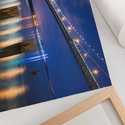 Affiche et poster Pont, lueur nocturne, reflet de l'eau, harmonie
