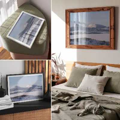 Affiche décorative paysage hivernal de montagnes enneigées sous un ciel dégagé