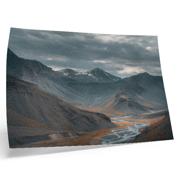 Affiche Montagnes mystérieuses, ruisseaux orangés, nuages ​​spectaculaires