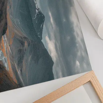 Affiche montagnes mystérieuses, ruisseaux orangés et nuages spectaculaires