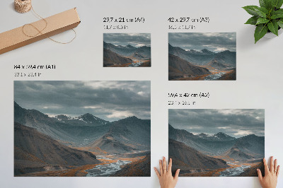 Affiche Montagnes mystérieuses, ruisseaux orangés, nuages ​​spectaculaires
