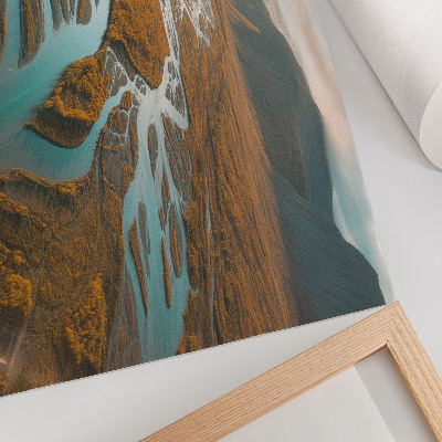 Affiche Rivière majestueuse, collines dorées, eau turquoise