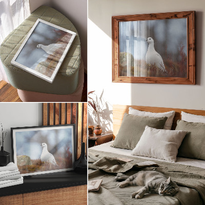 Affiche décorative Un oiseau blanc dans un décor hivernal