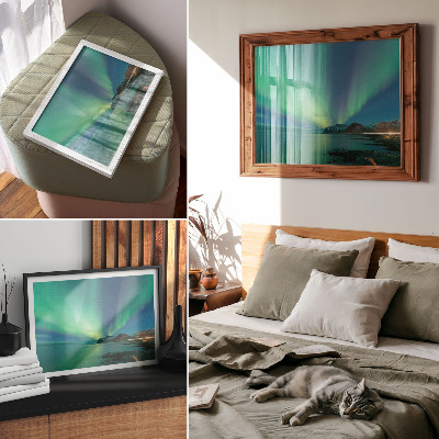 Affiche décorative Aurores boréales au-dessus de la mer, une atmosphère magique
