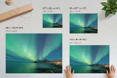 Affiche décorative aurores boréales au-dessus de la mer à l'atmosphère magique