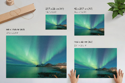 Affiche décorative Aurores boréales au-dessus de la mer, une atmosphère magique