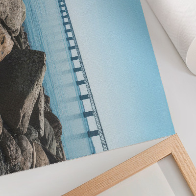Affiche Pont enjambant des pierres bleues sur la rive