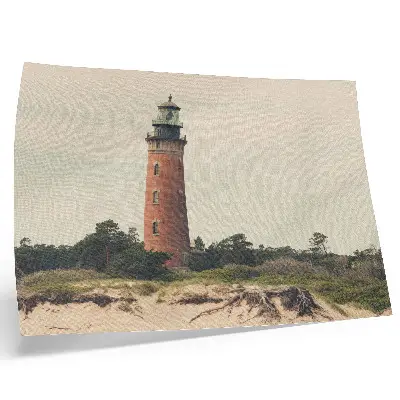 Affiche décorative représentant un phare, du sable et des arbres en harmonie avec la nature