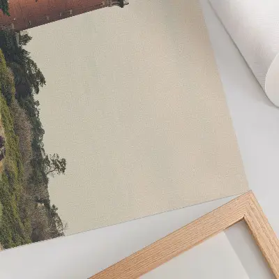 Affiche décorative représentant un phare, du sable et des arbres en harmonie avec la nature