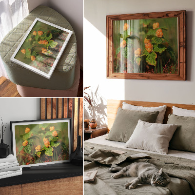 Affiche Feuilles vertes, fruits orange, charme naturel