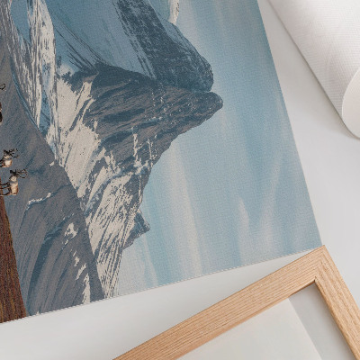 Affiche et poster Montagnes pittoresques, rennes, paix, paysage hivernal