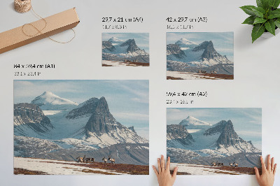 Affiche et poster Montagnes pittoresques, rennes, paix, paysage hivernal