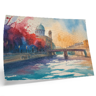 Affiche Reflets d'eau sous un dôme de pont à l'aquarelle urbaine