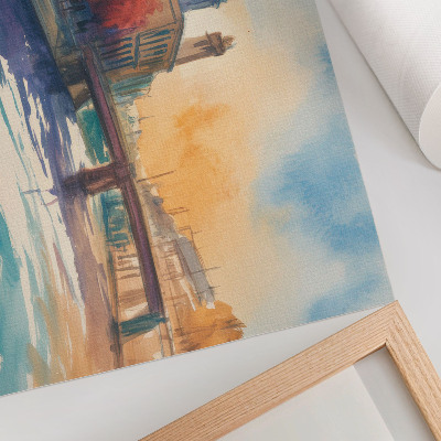 Affiche Reflets d'eau sous un dôme de pont à l'aquarelle urbaine