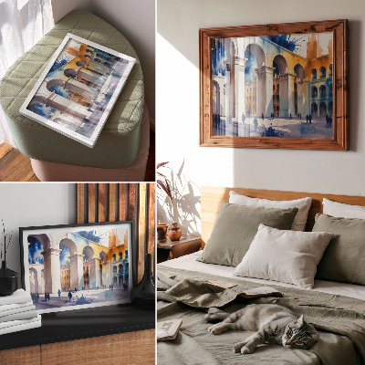 Affiche décorative L'aquarelle d'architecture urbaine tache les arches élégantes