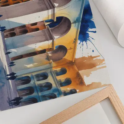 Affiche décorative aquarelle d'architecture urbaine représentant des arches élégantes