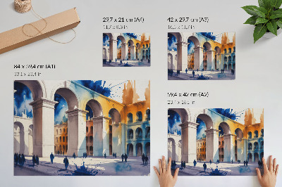 Affiche décorative L'aquarelle d'architecture urbaine tache les arches élégantes
