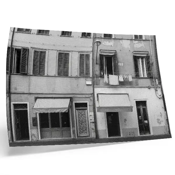 Affiche et poster la façade de l'immeuble dans un style minimaliste en noir et blanc