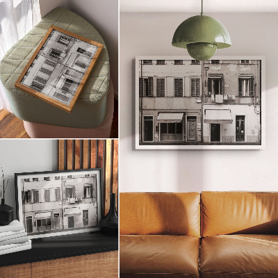 Affiche et poster La façade de l'immeuble, le contraste du noir et du blanc, le minimalisme